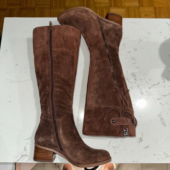 Naturalizer Women's Demi Wide-Calf Tall Zip-Up Boots Dark Brown Suede,Size 4,New - Picture 8 of 9